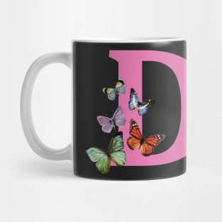 Letter pink D with colorful butterflies Mug